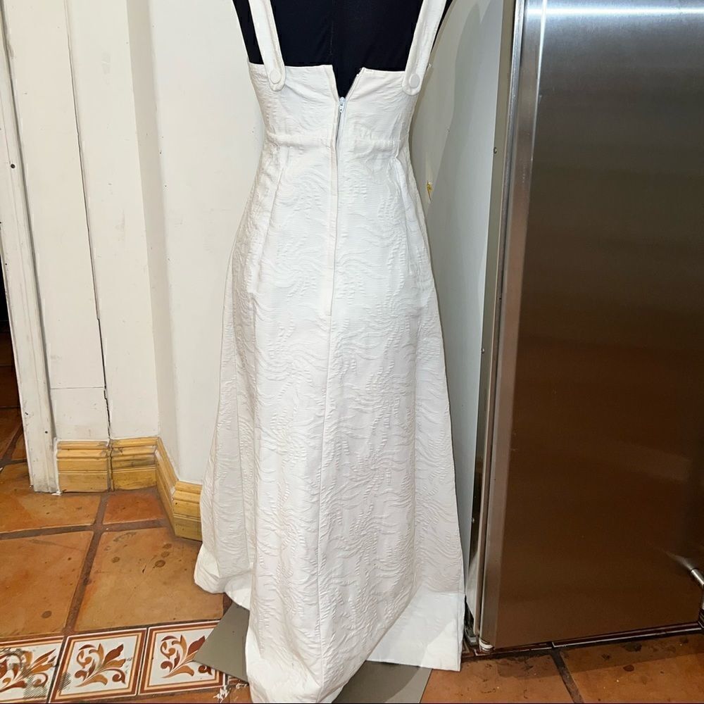 Tori Richard long to the ground white dress with belt/choker womens size 6 - Picture 3 of 6